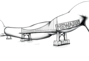 A bridge over water with two cities on the side. The city signs on the side of the bridge. East Palo Alto on the left and Newark on the right tattoo idea