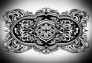 tramp stamp that says “hot wife” with neotribal line designs on each side tattoo idea