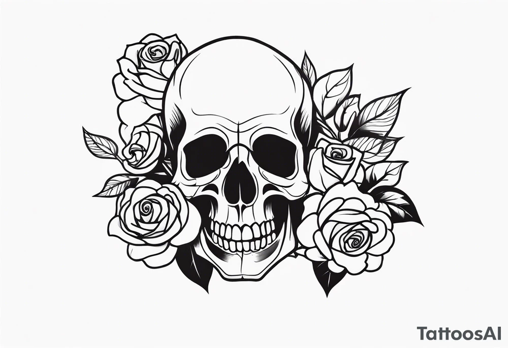 skull and roses tattoo idea