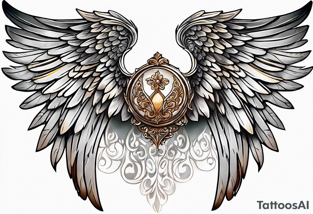 beautiful angel wings with filigree tattoo idea