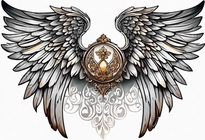 beautiful angel wings with filigree tattoo idea