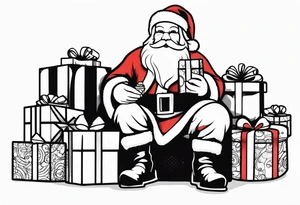 Santa with presents tattoo idea