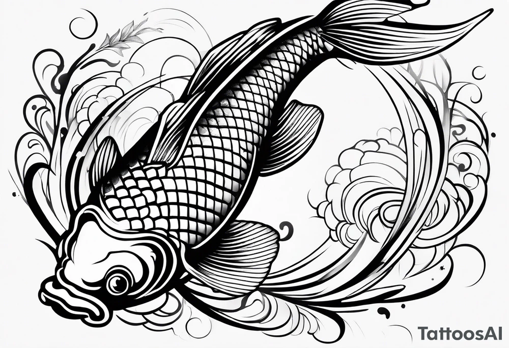 lines, dynamics, smoothness, koi carp, from wrist to shoulder tattoo idea