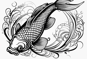 lines, dynamics, smoothness, koi carp, from wrist to shoulder tattoo idea