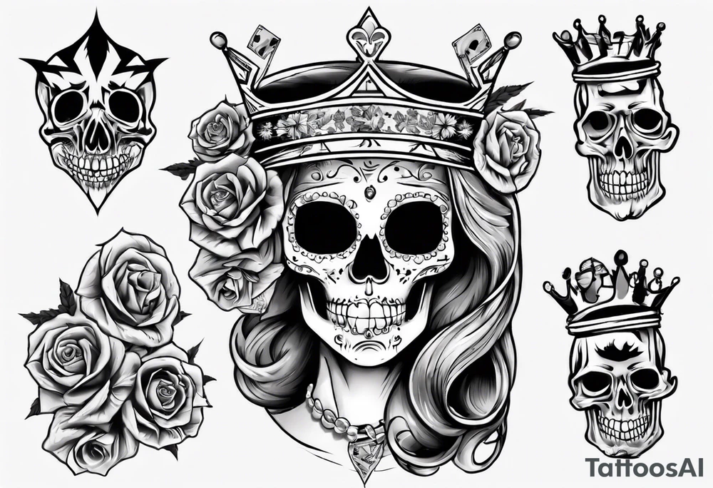 santa la muerta with money and crown
on the card tattoo idea