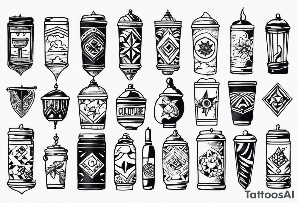 Columbia culture tattoo idea on leg/leg sleeve tattoo idea