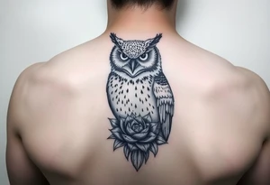 Owl with Succulent tattoo idea
