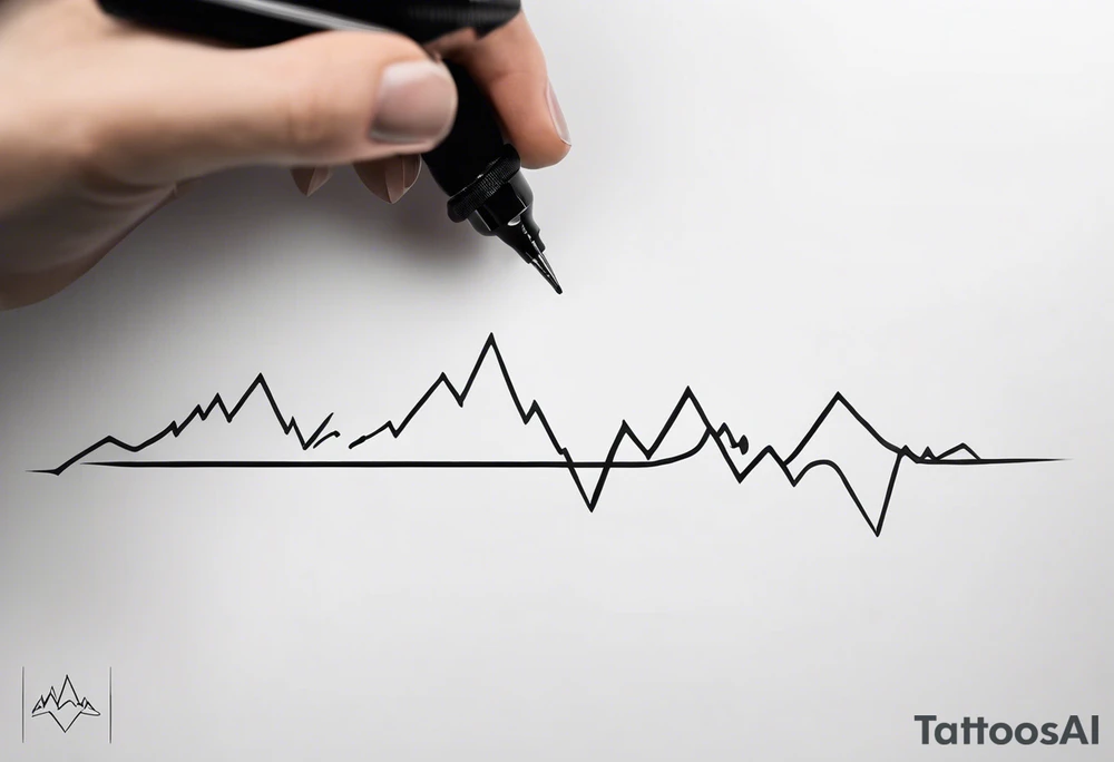 Accurate sinus rhythm ekg tattoo with mountains tattoo idea