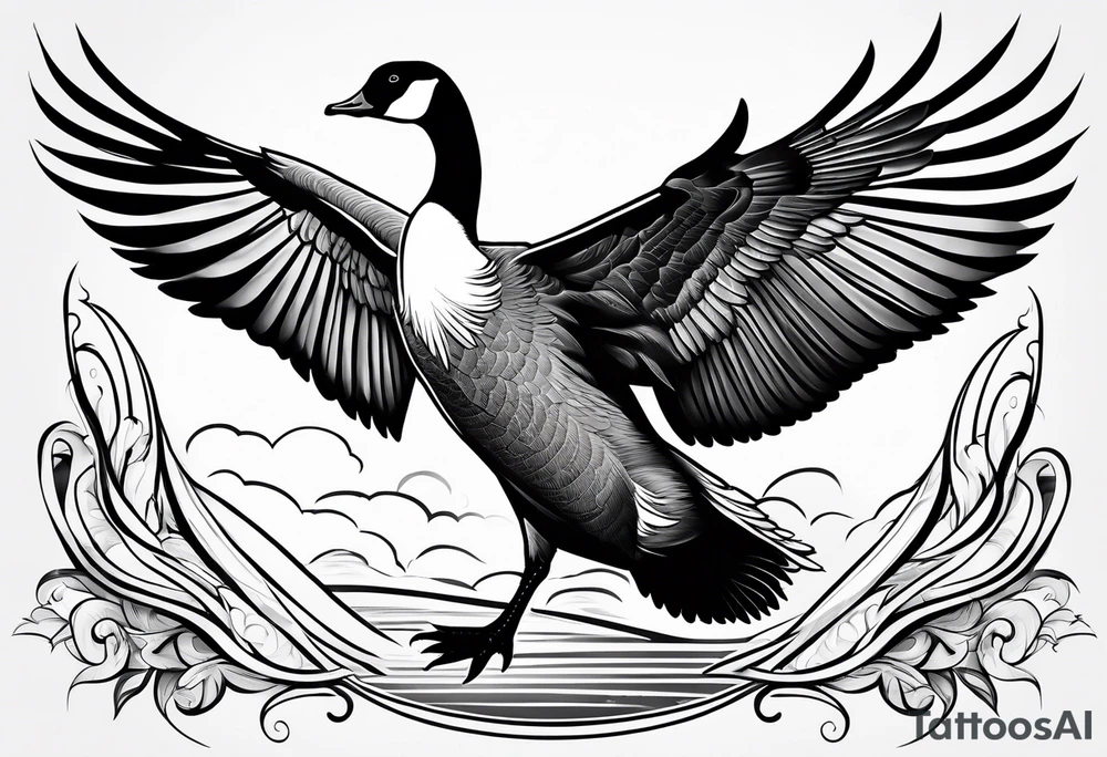 flying canadian goose tattoo idea