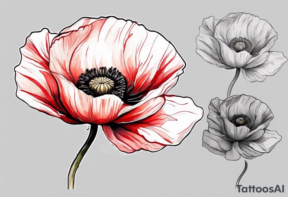 Red poppy flower no outline tattoo idea
