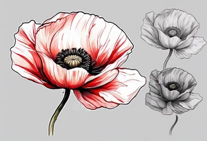 Red poppy flower no outline tattoo idea