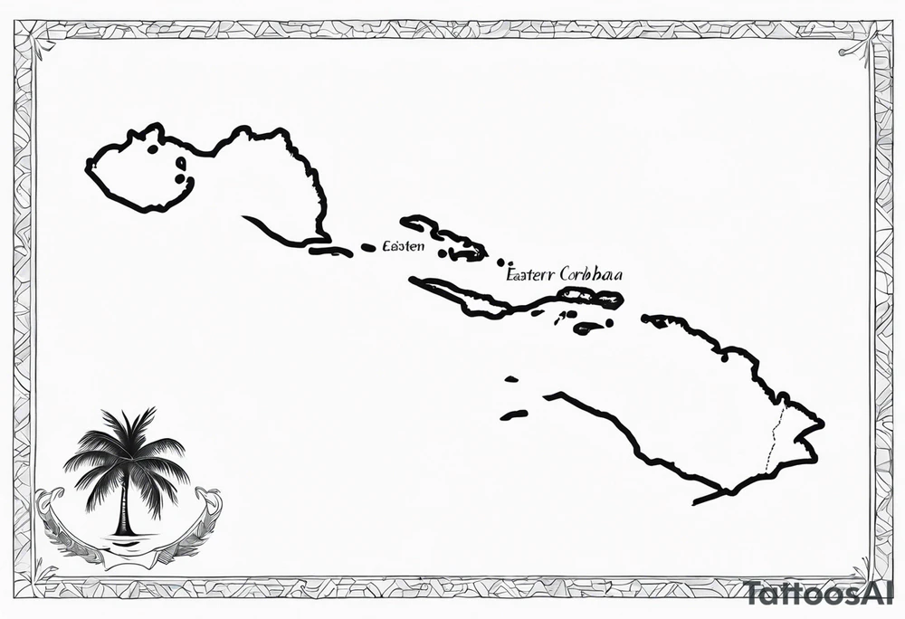Outline map of the Eastern Caribbean islands tattoo idea