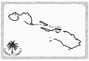 Outline map of the Eastern Caribbean islands tattoo idea