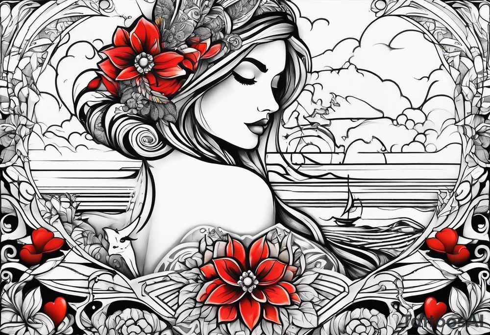 Half sleeve love design tattoo idea