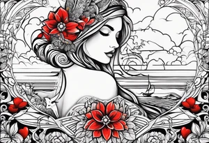 Half sleeve love design tattoo idea