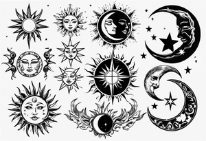 Sun star and moon tattoo idea