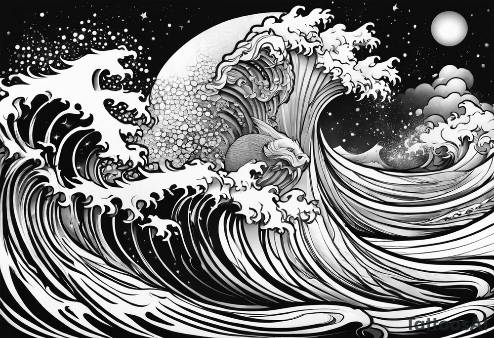 Poseidon with waves tattoo idea