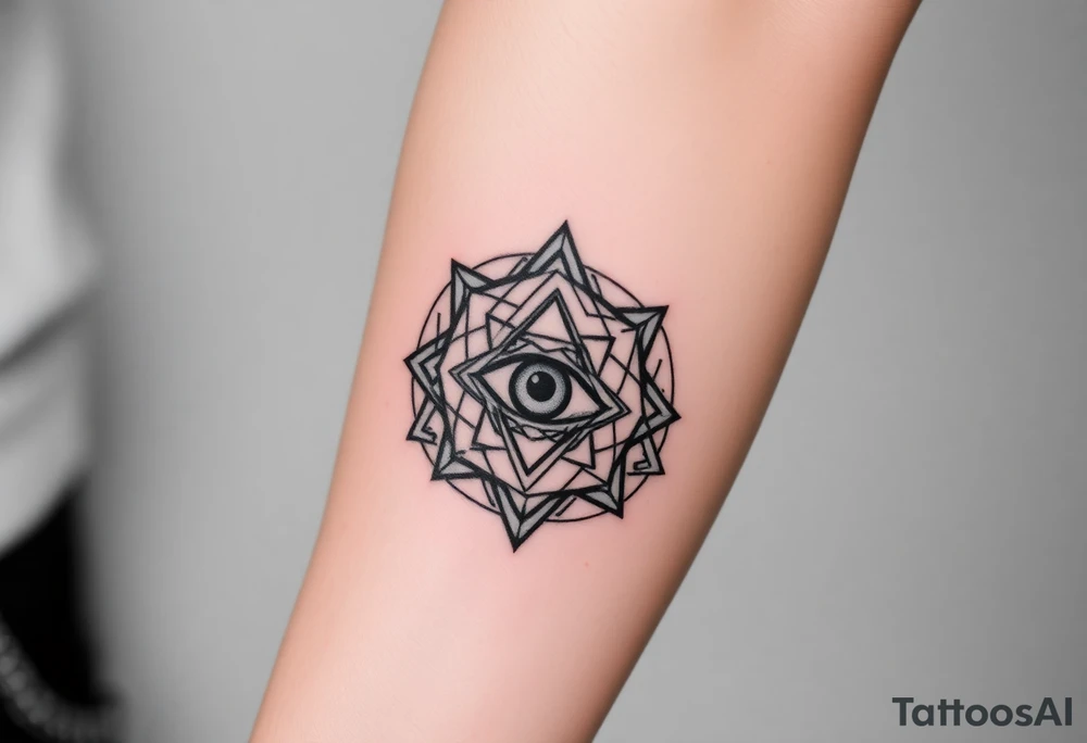 sacred geometry with eye in the middle tattoo idea