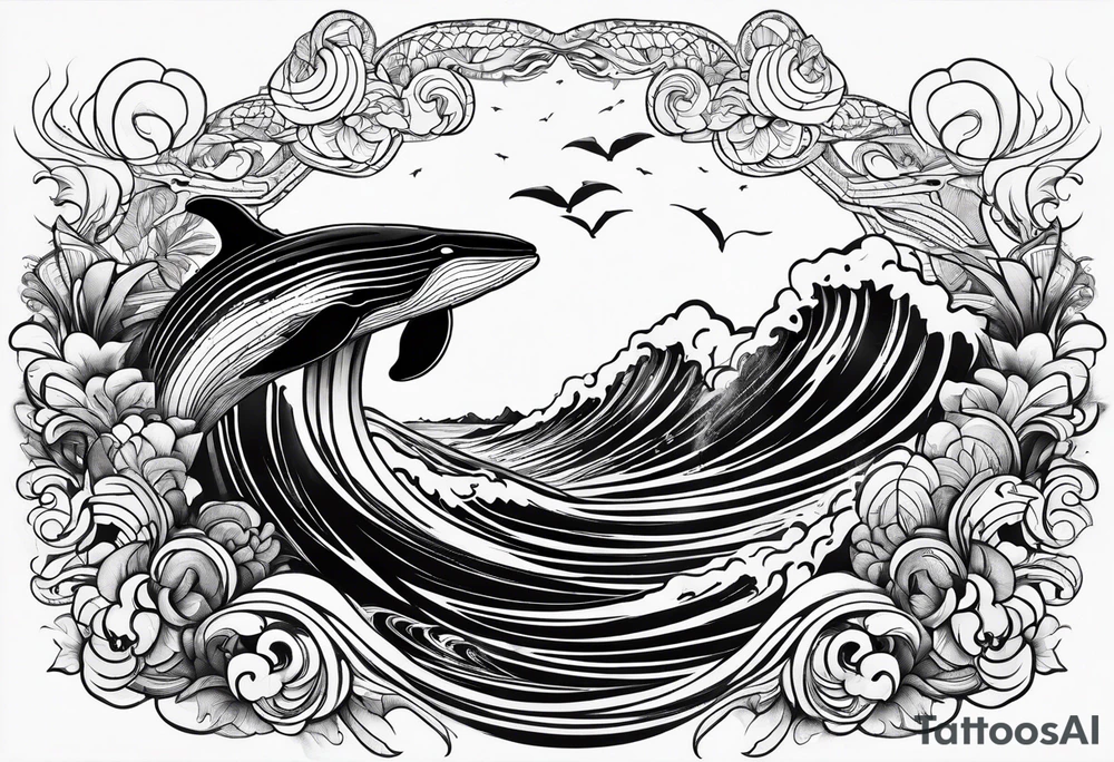 Hawaiian breaching whale tattoo idea