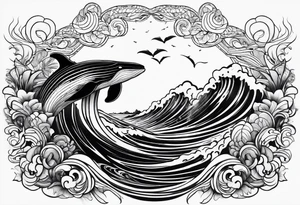 Hawaiian breaching whale tattoo idea