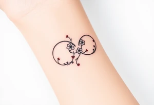 An infinity symbol made of intertwined vines, with delicate flowers blooming along its curves, representing love that grows over time tattoo idea