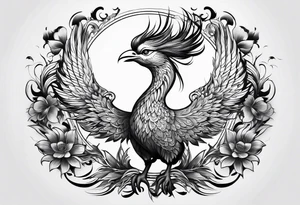 asian phoenix with a long neck, graceful and elegant tattoo idea