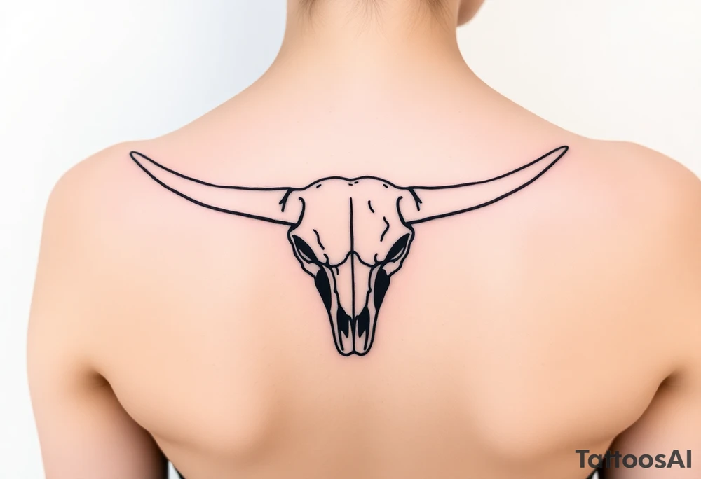 Longhorn skull with Texas flag French shoulder tattoo idea