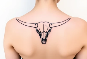 Longhorn skull with Texas flag French shoulder tattoo idea