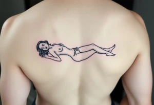 delicate small silhouette of woman lying on her side partially unclothed thin lines tattoo idea