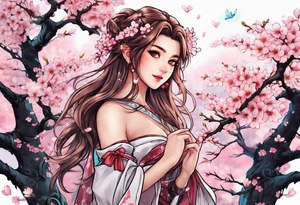 Sakura elf Cherry blossoms aerith Gainsborough tattoo idea