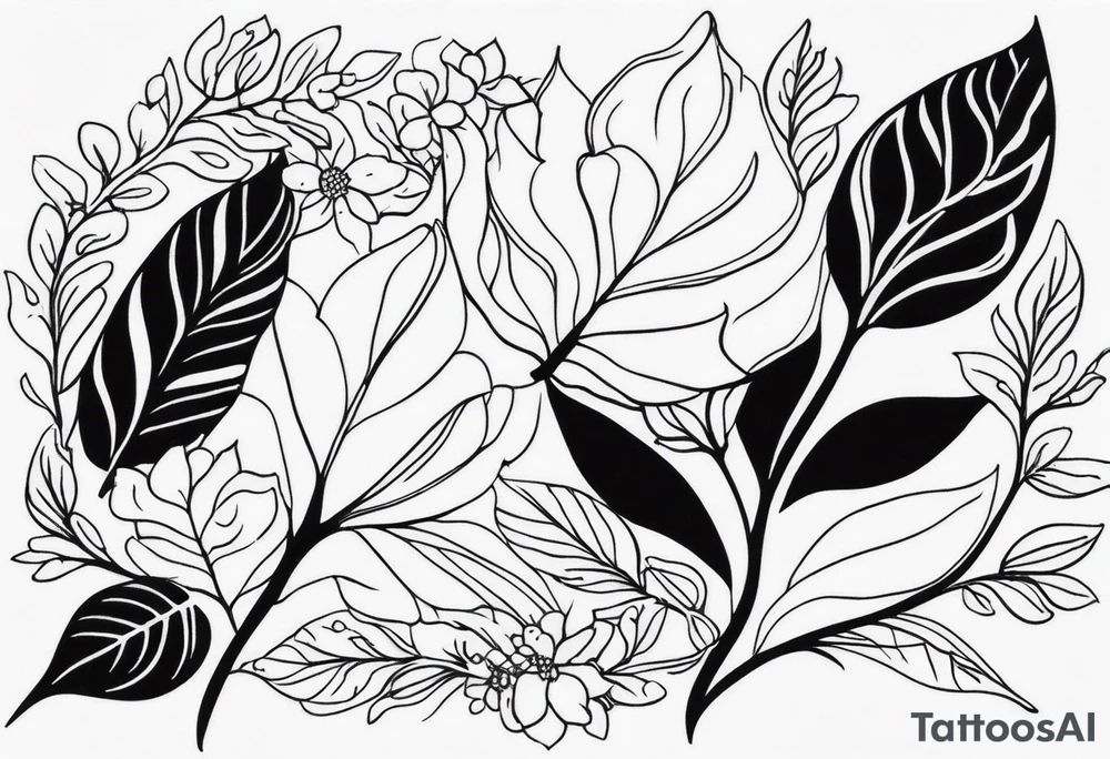 Leaves with Flower Details Long tattoo idea
