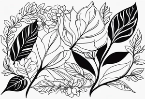 Leaves with Flower Details Long tattoo idea