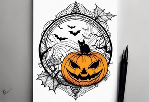 bats, pumpkin, Halloween tattoo idea