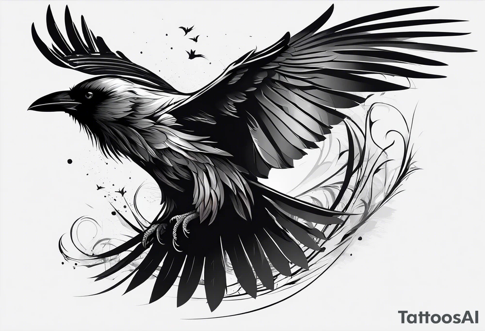Generate a tattoo of a raven for the forearm tattoo idea
