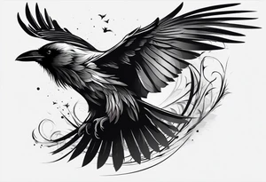 Generate a tattoo of a raven for the forearm tattoo idea
