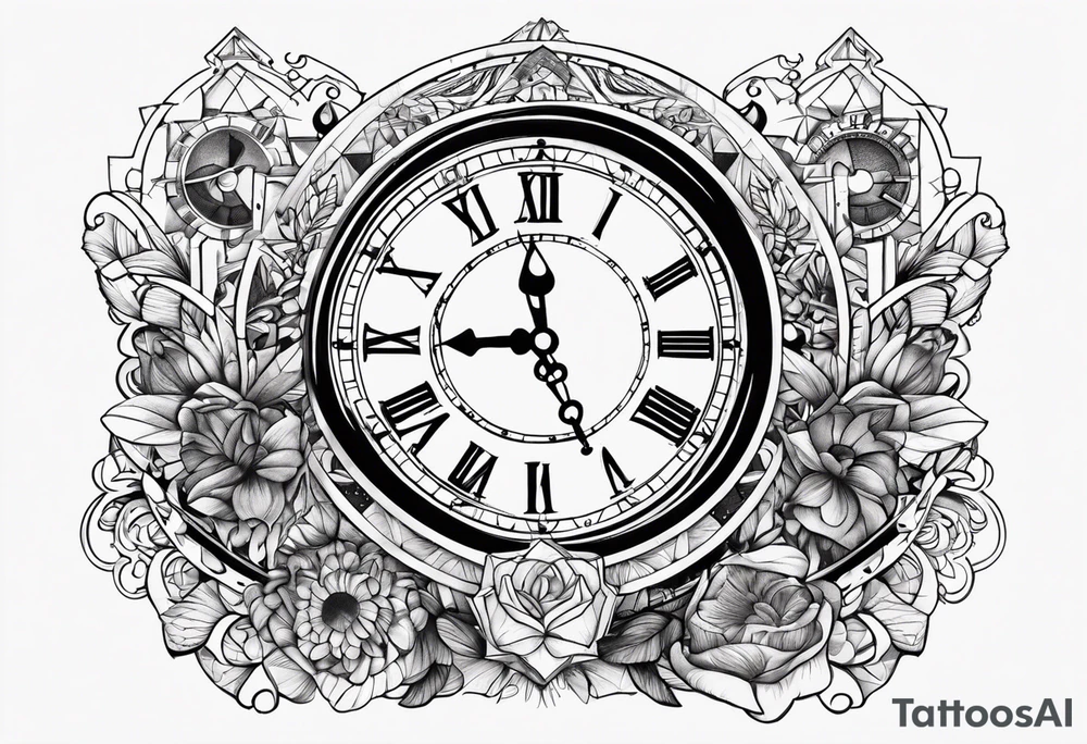 Multiple Children’s name, multiple time piece, date of birth tattoo idea