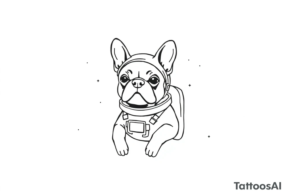 a space themed tattoo of my french bulldog mars. include elements in space. mars should be depicted as a astronaut tattoo idea
