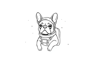 a space themed tattoo of my french bulldog mars. include elements in space. mars should be depicted as a astronaut tattoo idea
