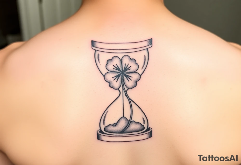4 leaf clover growing in a hourglass tattoo idea
