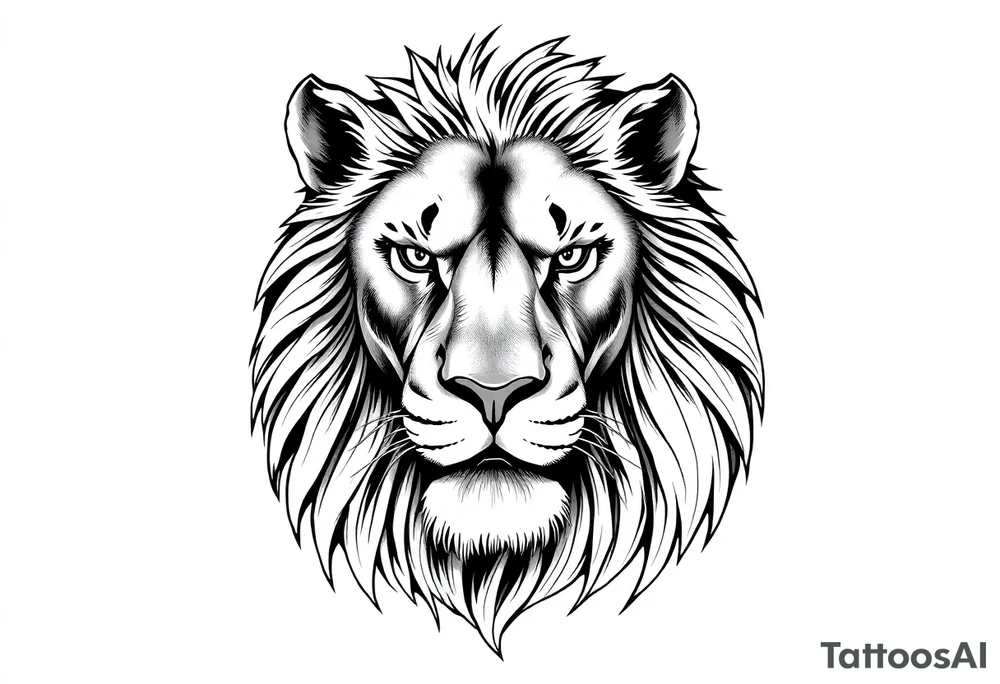powerful majestic lion, close-up tattoo idea