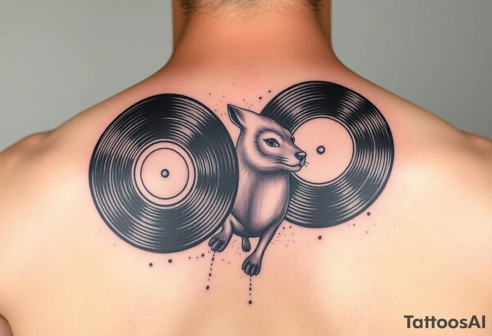 vinyl records with water color tattoo idea