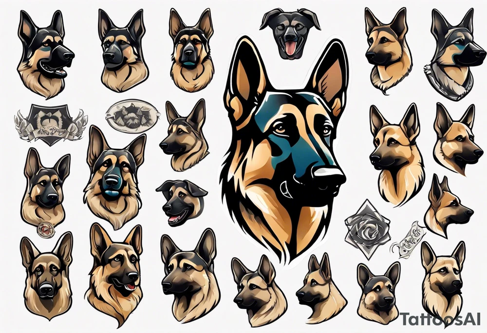 German shepherd portrait tattoo idea