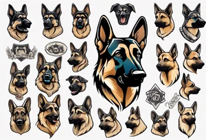 German shepherd portrait tattoo idea