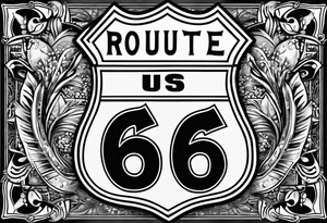 fine line route 66 sign tattoo idea
