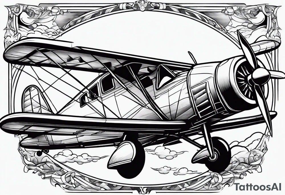 sketch of adventure plane in perspective from the bottom tattoo idea