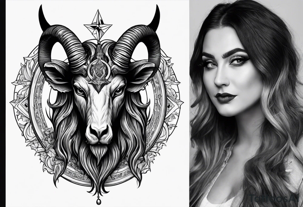 Headshot of baphomet tattoo idea