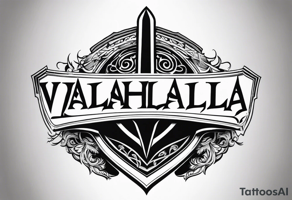 Valhalla sword shield tattoo idea