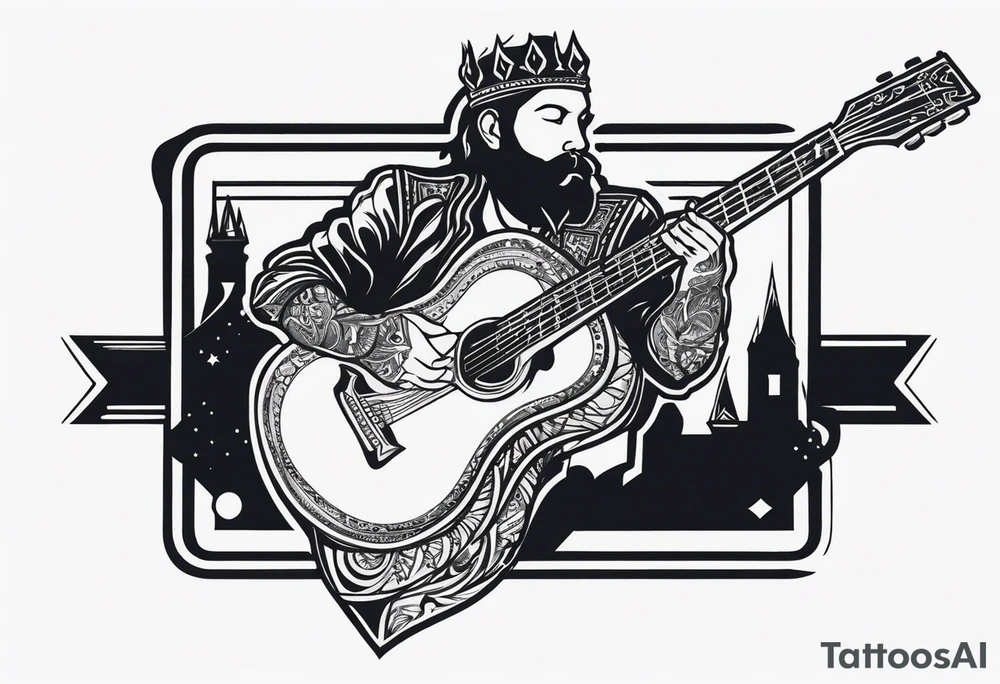 King of ace playing guitar cards tattoo idea