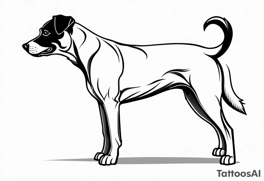 Black and white Dog of breed mountain feist named buddy tattoo idea