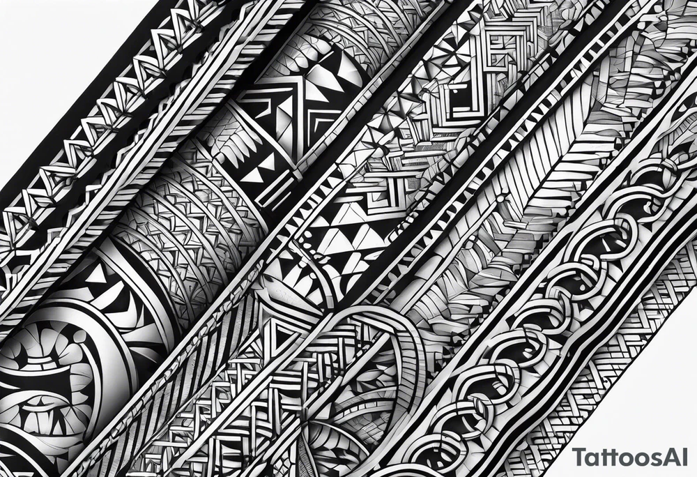 Geometric arm sleeve polynesian tattoo idea